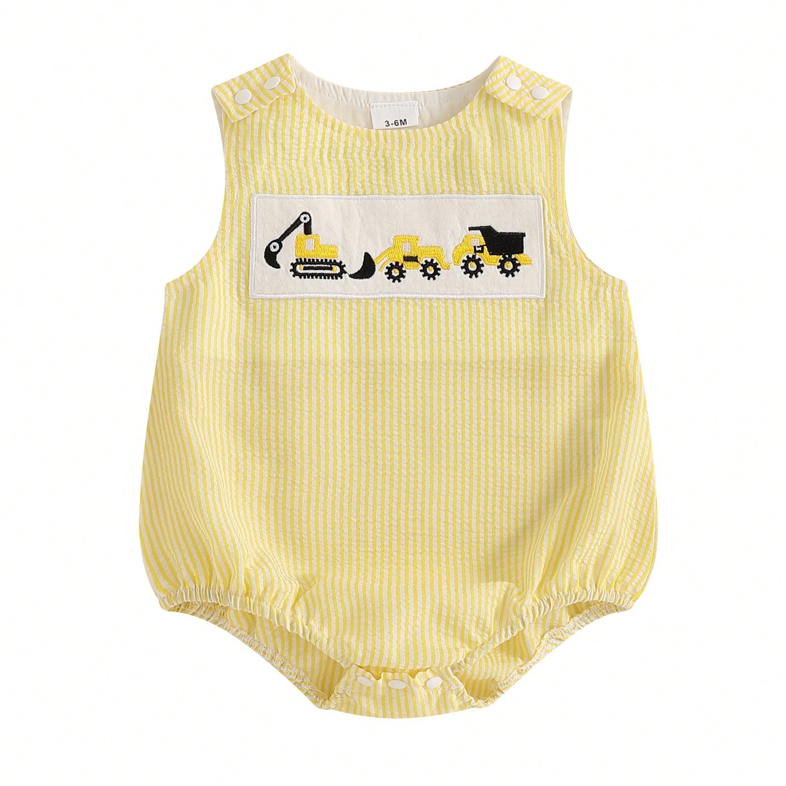 Baby Boys Summer Romper Casual Digger Embroidery Striped Print Sleeveless Jumpsuit For Newborn Toddler Cute Clothes