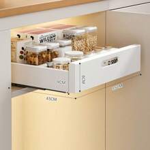 Pull Out Cabinet Organizer Heavy Duty Slide Out Drawers Attached With Adhesive Film, Slide Out Cabinet Organizer Drawer Storage For Kitchen, Pantry, Bathroom - 白色 - 查看 4