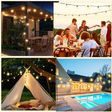 LIPETY Solar Garden Outdoor String Lights, 15M/50FT String Lights Outdoor Festoon Remote Control Light Outside Solar Powered Waterproof LED Outside Festoon Lights For Patio Party Gazebo Wedding
