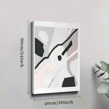 1 Pc Framed Abstract Graphic, Black White Grey Pink, Minimalism Wall Art Textured Canvas Poster Painting Wall Decor For Bedroom Living Room, Ready To Hang