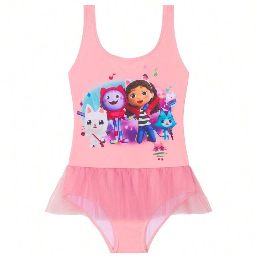 Gabby's Dollhouse Swimming Costume Swimsuit Beach Pool - Pink - View 1