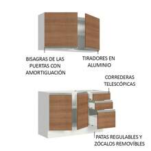 Cocina Integral Madesa Glamy Sin Tarja Con 120 Cm - Blanco y Marrón - Ver 4