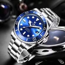 Men's Quartz Watch RLX Functional Steel Strap Water Resistant - 藍色 - 查看 1