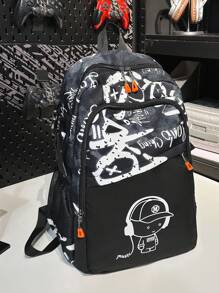 New And Cool Light Luxury Graffiti Large Capacity Versatile Backpack, Student Travel Backpack, Computer Bag, Contrasting Printed Backpack, Unisex Holiday Gift. - Multicolor - View 1