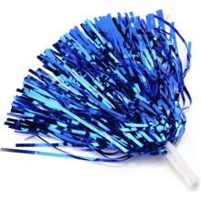 1 Pair Metal Foil Handle Cheerleading Pom Poms, Fluffy Shiny Cheerleading Pompoms With Handle For Sports Dance Party - Multicolor - View 6