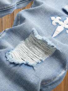 Boys Casual Elastic Waist Distressed Jeans - Medium Wash - View 5