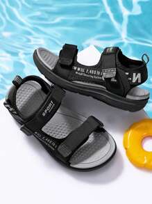 1 双轻便耐用休闲时尚钩环带运动凉鞋，适合户外、海滩、儿童活动 - 深灰色 - 查看 6