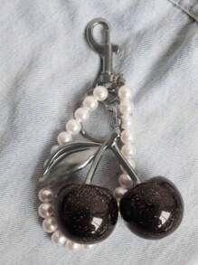 1PC Cherry Pendant, Large Cherry Shaped Crystal Pendant, Cherry Crystal Fashion Keychain, Creative And Exquisite Car Keychain, Bag Pendant Women's Bag Accessories Small Gifts, Keychain Pendant School Supplies Teacher Gifts Back To School Teacher Accessories School Supplies Teacher Gifts Back To School Teacher Accessories Backpack Accessories - Black - View 4