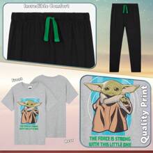 Disney The Pyjama Lounge Wear T-Shirt Bottoms PJ 7-14 Years Baby Yoda Gift - Multicolor - View 5
