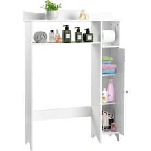 Bathroom Over The Toilet Storage Solution - Features Adjustable Shelves, Included Paper Holder. Freestanding Organizer Rack With Side Door, Anti-Topping Design. Perfect For Compact Spaces, In White - 1 - 查看 9