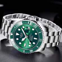 Men's Quartz Watch RLX Functional Steel Strap Water Resistant - Green - View 2