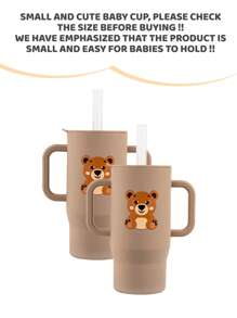 210ml Colorful & Cute Silicone Baby Learning Cup, 6 Months-3 Years Old Unisex Toddler Training Cup With Handle, Straw & Lid, 7oz Capacity