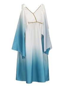 Disfraz de cosplay de diosa griega para Halloween, conjunto de disfraz para fiestas y actuaciones - Blanco y azul - Ver 14