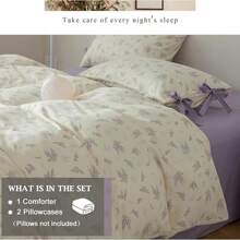 Vclife Vintage Floral Comforter Set Four Sizes, All Seasons Muslin Cotton Bedding Set, 3 Pieces Farmhouse Shabby Chic Jacquard Floral Comforter Set Perfect For Women And Men - 化纖印花被-芬芳紫 - 查看 6