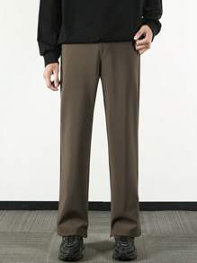 Pantalon slim coupe évasée de couleur unie pour hommes - Taupe - Voir 6