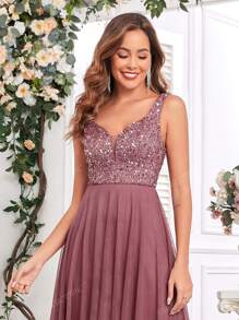 Abito da sera primaverile in tulle luccicante per donna, abiti da ballo formali, adatto per eventi matrimoniali