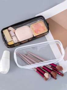 Túi đựng cọ trang điểm bằng PVC trong suốt đơn giản, túi đựng đồ trang điểm mini di động, phụ kiện du lịch, túi đựng mỹ phẩm, túi trang điểm, túi chăm sóc da, túi đựng đồ vệ sinh cá nhân, đồ dùng cần thiết khi đi du lịch, du lịch biển, ký túc xá, quà tặng đám cưới cho phù dâu. - Nhiều màu - Xem 6