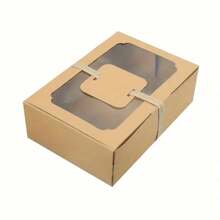 5/10 Uds., nueva caja de papel Kraft, caja de regalo para pastel de dulces y galletas, ventana transparente de PVC, regalo de cumpleaños y Navidad, suministros para fiestas - Blanco - Ver 6