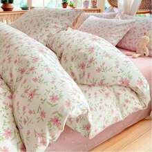 Vclife Girls Comforter Set Twin Pink Flower Bedding Set Teen Girls Tiny Floral Comforter With 2 Pillowcases(3pcs)-AA Version - 化纖印花被子-倩影粉 - 查看 5