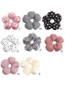 1个女士缎面花朵装饰发圈，优雅时尚，适合日常佩戴，送给她的礼物。发圈、发绳、发圈、发饰、马尾辫发圈、美发家居饰品 - 彩色 - 查看 14