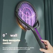 1个可折叠电蚊拍，USB Type-C充电，2800V物理灭蚊器，带可伸缩手柄和旋转折叠机构，多层网罩和紫外线吸引技术，适用于室内外使用 - 家居、卧室、厨房、办公室、露台 - 彩色 - 查看 7