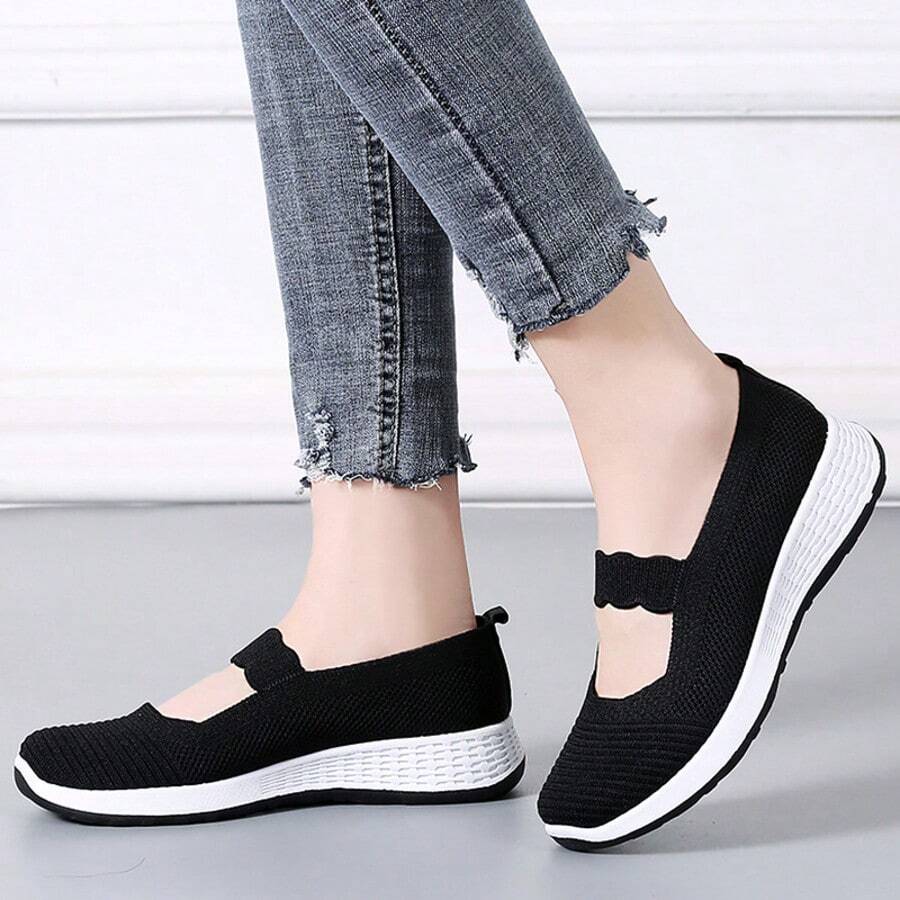 Zapatillas de tenis ligeras y transpirables para mujer, zapatillas ligeras para mamá, nuevas zapatillas deportivas casuales de boca baja para mujer - Negro - Ver 1