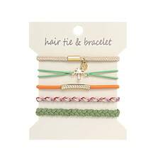 5件/4件装女士时尚手链发圈套装，马尾辫发圈，弹性无损编织发绳，多款时尚手链发圈二合一发圈橡皮筋发绳发圈头饰弹力发带 - 彩色 - 查看 17