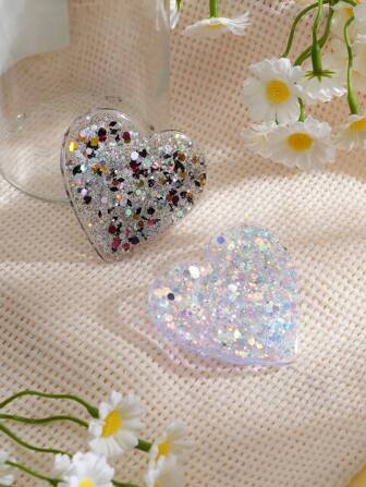 1 pieza Soporte magnético con luz intermitente en forma de corazón. El sistema adhesivo está incluido, es adhesivo y se puede pegar en su iPhone y Kindle. Agarre romántico para libros y teléfonos, compatible con iPhone, teléfonos Android, regalo para cumpleaños, familia y amigos. Agarre de teléfono a presión-tracción, soporte de teléfono, accesorios de teléfono.