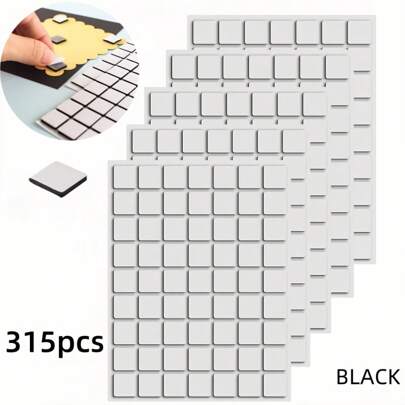 315 piezas/5 hojas de cinta adhesiva de espuma EVA de doble cara, cubos de espuma adhesiva de doble cara, set de cubos de 2mm de grosor, tiras adhesivas de espuma negra y blanca para absorción de impactos, cinta adhesiva de espuma de doble cara de alta viscosidad utilizada para scrapbooking, manualidades DIY, plantillas, álbumes de fotos, tarjetas de manualidades