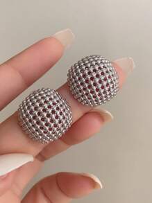 1 对女士金属镂空几何设计耳钉，时尚派对晚会时尚百搭吊坠耳环 - 耳環 - 查看 4