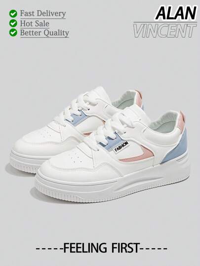 [Quick Delivery]Classy Aesthetic 2025 New Style Woman Shoes Low Cut Lace-Up Sport White Shoes Ladies Fashionable Casual Sneakers Women Flat Shoes Student Shoes Classy Look