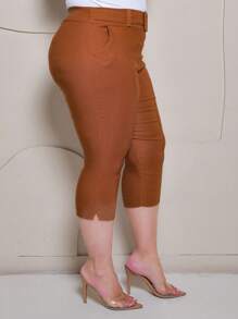 Women's Plus Size Capri Pants - Rust Brown - View 5