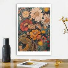 Framed Vintage Floral Print,Vintage Botanical Wall Painting,Flower Wall Art,Boho Wildflowers Poster,Floral Print Mid Century Style Wall Art For Home Apartment Living Room Dorm Wall Decor - Framed - View 4