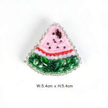 1pc Handmade Beaded Fruit Patch - Cute Embroidered Lemon And Peach Appliques, For Hats And Clothing Accessories, Vibrant Yellow And Green, Decorative Fabric Sticker, Hat Decoration | Playful Design | Handcrafted Appearance, Fruit Decor, Suitable For Holiday Decorations Gifts, Easter, Halloween, Teacher's Day, Mother's Day Holiday Party Gifts