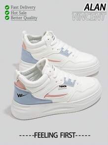 [Quick Delivery]Classy Aesthetic 2025 Summer New Style Woman Shoes High Cut Lace-Up Sport White Shoes Ladies Fashionable Casual Sneakers Women Flat Shoes Student Shoes Classy Look - White - View 1