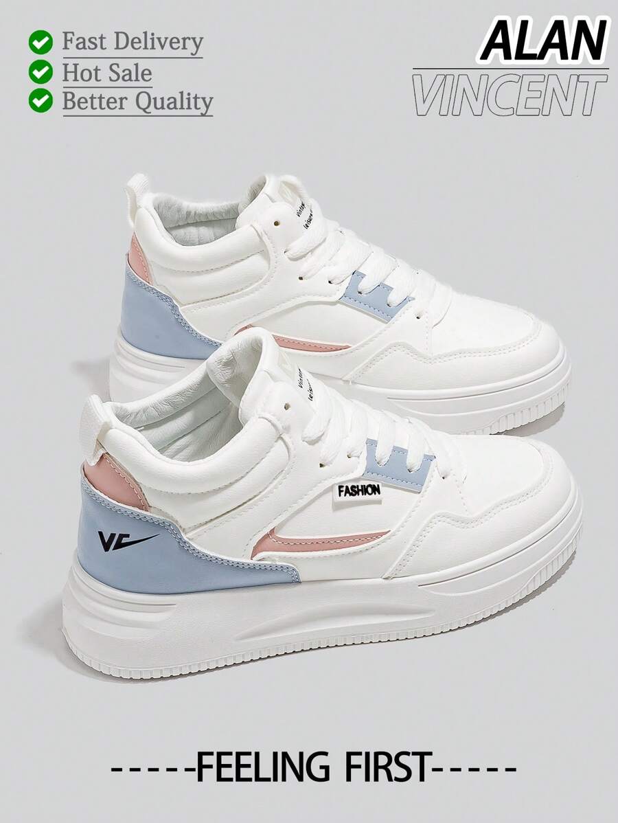 [Quick Delivery]Classy Aesthetic 2025 Summer New Style Woman Shoes High Cut Lace-Up Sport White Shoes Ladies Fashionable Casual Sneakers Women Flat Shoes Student Shoes Classy Look - White - View 1