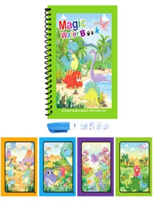1pc Magic Water Drawing Book With Pen (Color Random), Reusable Doodle Fill-In Book, Early Educational Toy, Suitable As Holiday Gift,Back To School