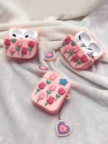 1 chiếc ốp lưng silicon mềm hình hoa tulip dành cho tai nghe Bluebooth bằng gốm sứ màu hồng, thiết kế mới thời trang và dễ thương phù hợp cho cả nam và nữ (Không bao gồm tai nghe) - Màu đặc - Xem 9