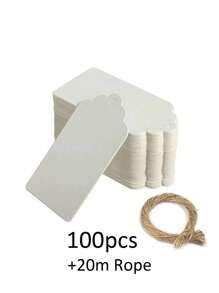 100pcs, Kraft Paper Gift Labels With Yellow Rope, Blank Commodity Price Hanging Labels, Bulk Brown Labels For Wedding, Birthday, Holiday And Party Gifts, Arts And Crafts Packaging, DIY Gift Decoration Labels And Hanging Decorations.