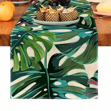 1pc Green Palm Leaf Tropical Print Table Runner, Suitable For Holidays, Parties, Birthdays, Dinners, Kitchen And Dining Room Decor, All Seasons Home And Textile Decoration - Multicolor - View 11