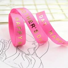 1pc/9pcs 1cm Foil Floral Print Ribbons, English Letter Printed Ribbons For Baking Cake Boxes Dessert Packaging - Multicolor - View 5