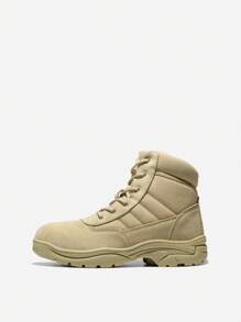 Men's Waterproof Tactical Work Boots Leather Outdoor Hiking Military - Khaki - View 2