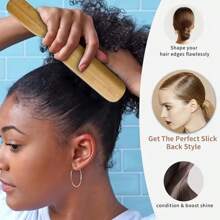 1pc Bamboo Handle Boar Bristle Brush, Natural Hairstyle Shaping And Cleansing Brush, Suitable For Grooming Hair, Frizz Control, Suitable For All Hair Types With Smooth Finish