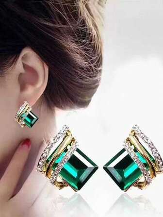 1 par glamorösa zinklegering Rhinestone dekor örhängen för kvinnor för daglig dekoration