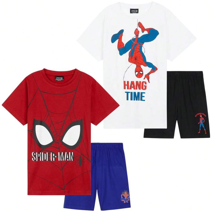 Marvel Spiderman Short Pyjama Set Breathable Loungewear Pack Of 2 Gift - Multicolor - View 1