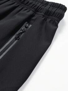 Shorts Esportivos Casuais de Verão Masculinos - Preto, com Bolsos com Zíper, Adequados para Corrida, Caminhada e Atividades ao Ar Livre, Vestuário Esportivo Outdoor | Shorts de Estilo Casual | Shorts com Zíper