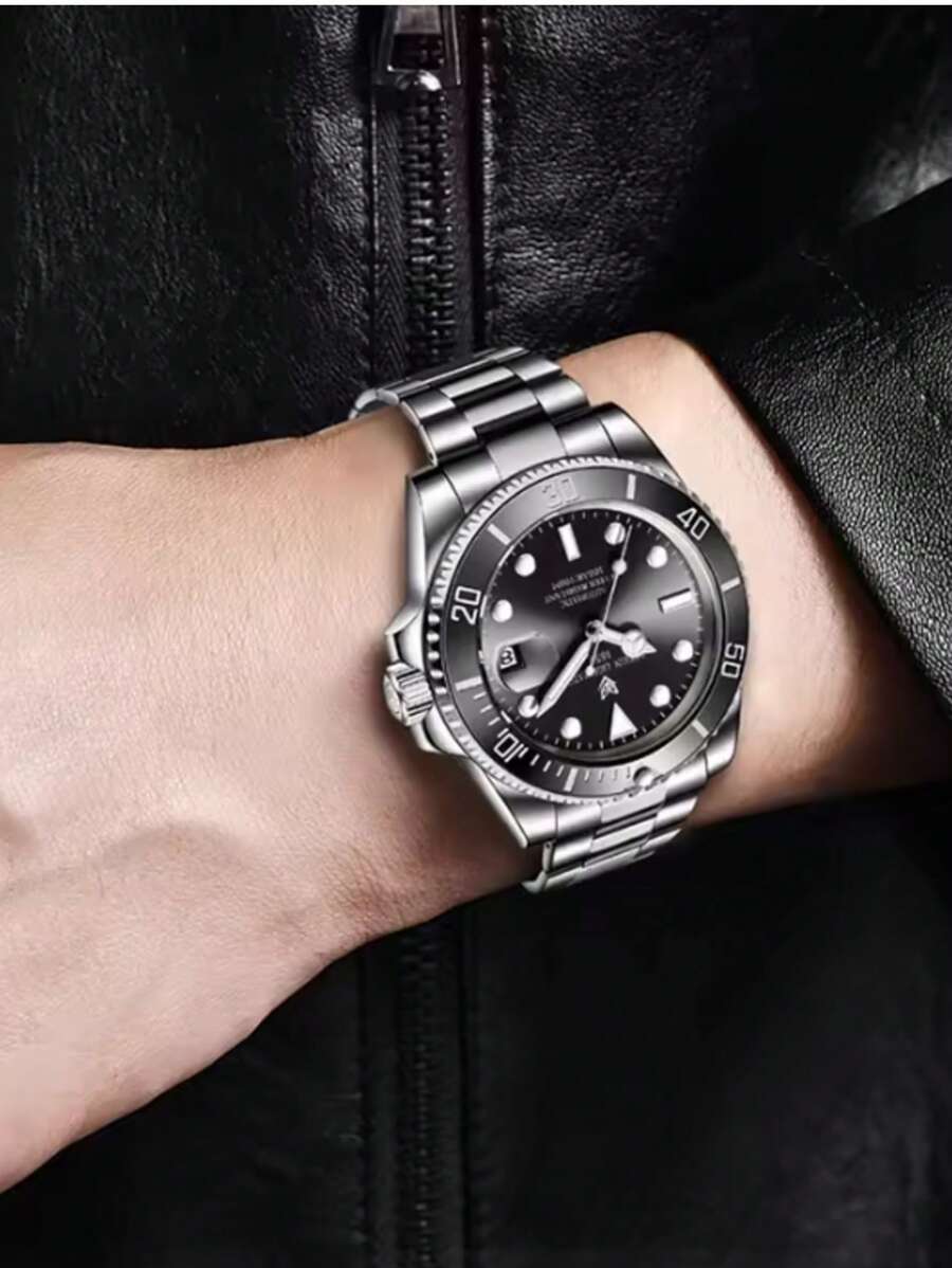 Men's Quartz Watch RLX Functional Steel Strap Water Resistant - 黑色 - 查看 1