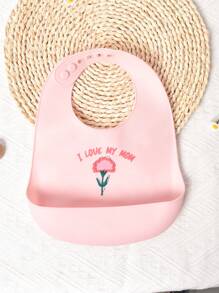 1pc Babador de bebê personalizado com estampa de flores, babador de silicone macio ajustável, antimanchas e antivazamento, presente personalizado para meninos e meninas, adequado para todas as estações