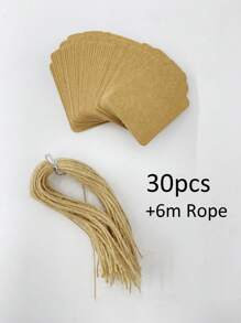 100pcs, Kraft Paper Gift Labels With Yellow Rope, Blank Commodity Price Hanging Labels, Bulk Brown Labels For Wedding, Birthday, Holiday And Party Gifts, Arts And Crafts Packaging, DIY Gift Decoration Labels And Hanging Decorations.