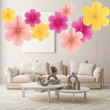 Birthday Party Decor Paper Flowers, Paper Wall Decor Flowers, Party Backdrop Paper Fan Hanging Paper Flowers - Multicolor - View 17